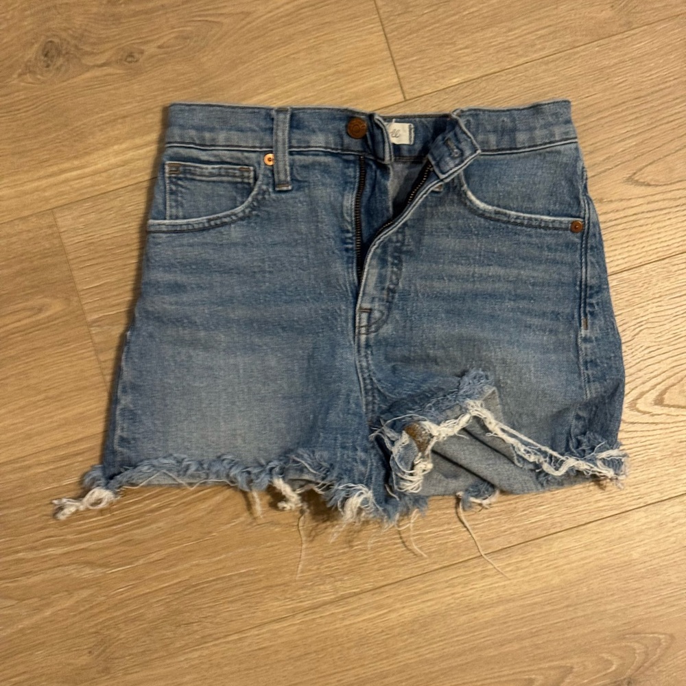 Madewell Light Blue Distressed Frayed Denim Shorts